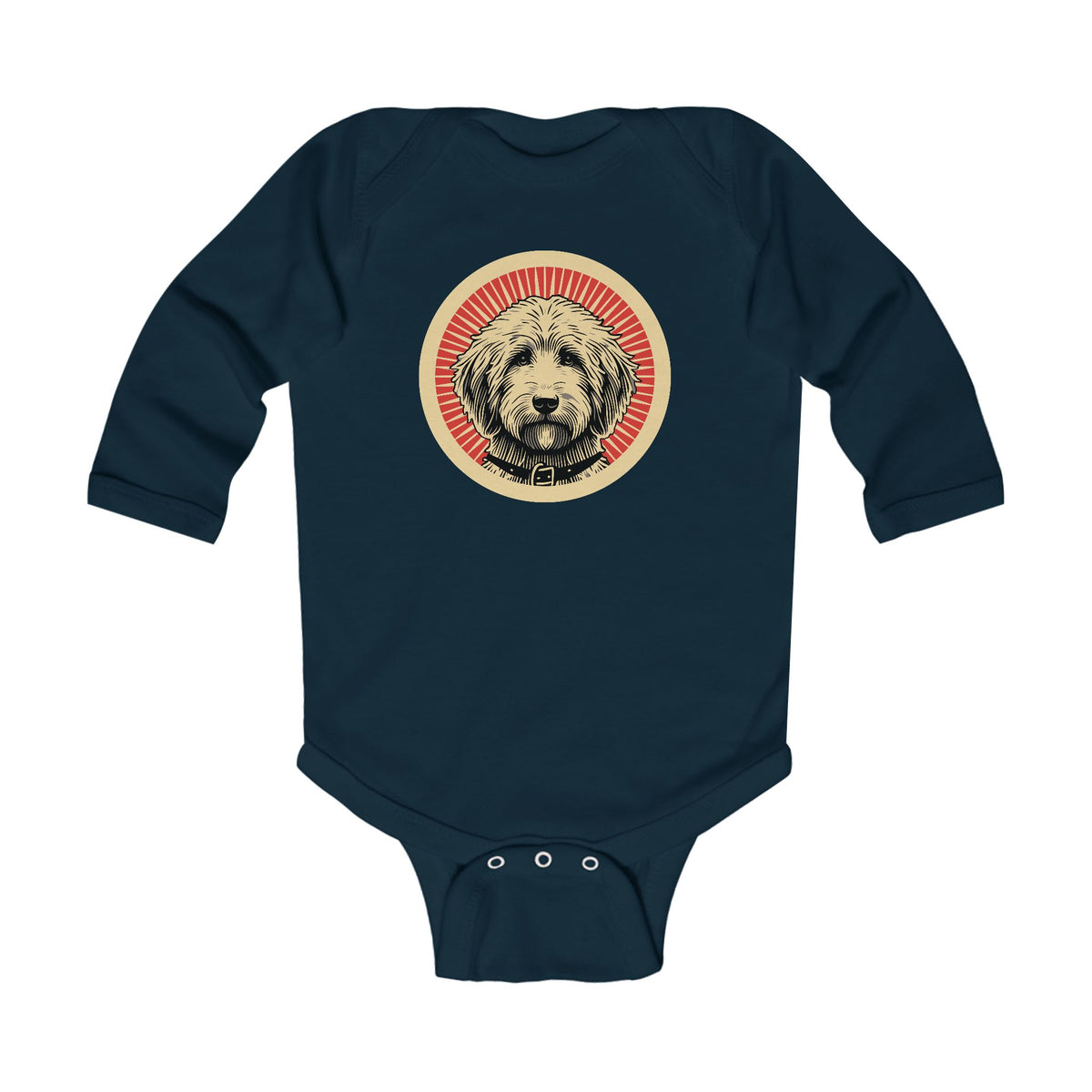 Goldendoodle Sleeved Bodysuit — Navy