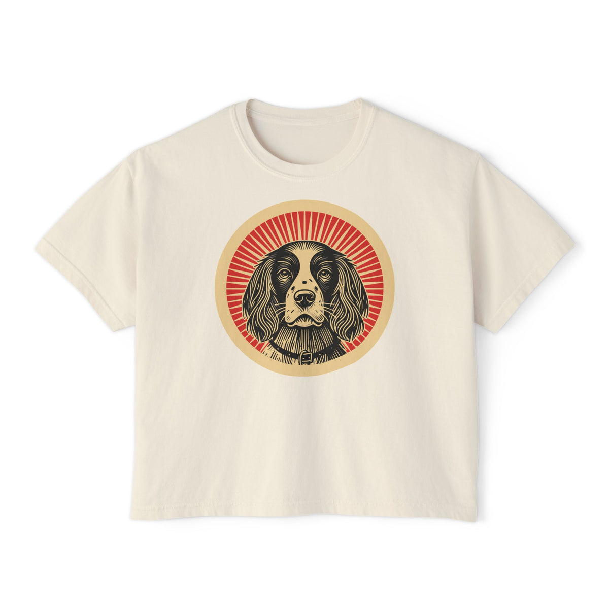 English Springer Spaniel Boxy Tee — Ivory