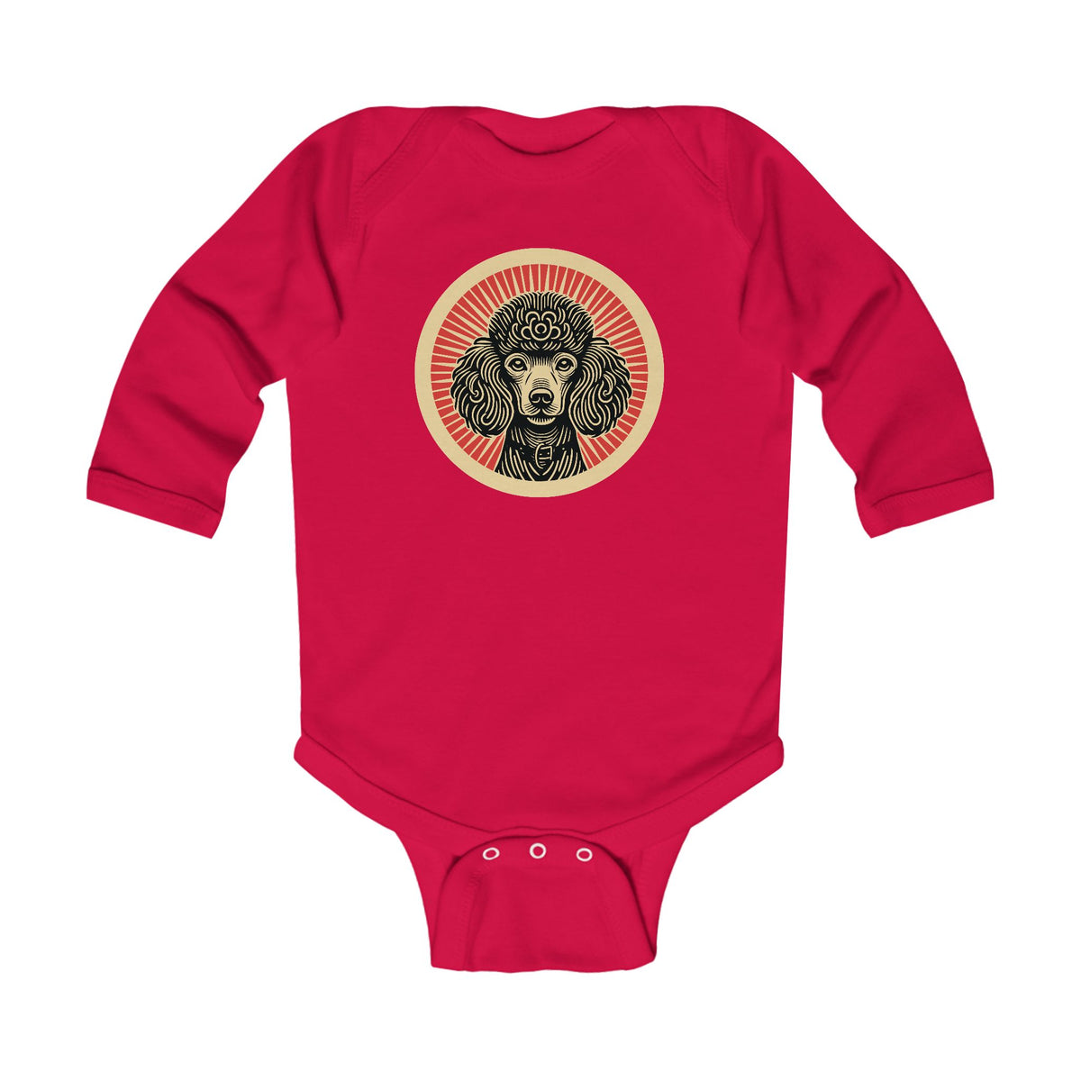 Poodle Sleeved Bodysuit — Red