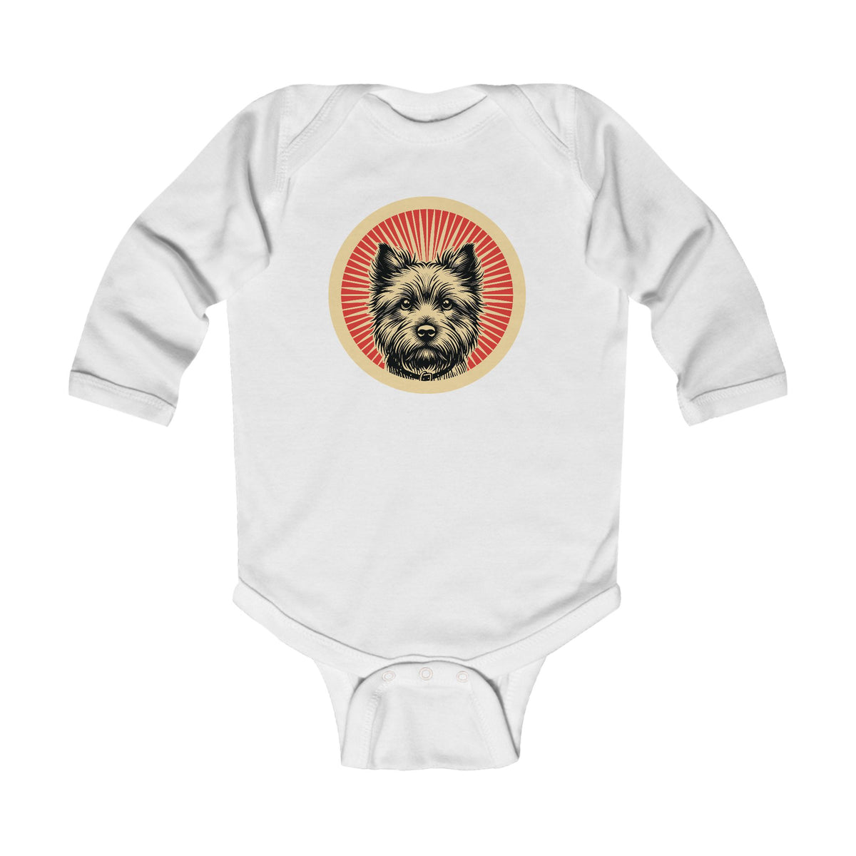 Cairn Terrier Sleeved Bodysuit — White