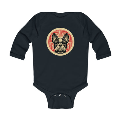 French Bulldog Long Sleeve Bodysuit for Infants