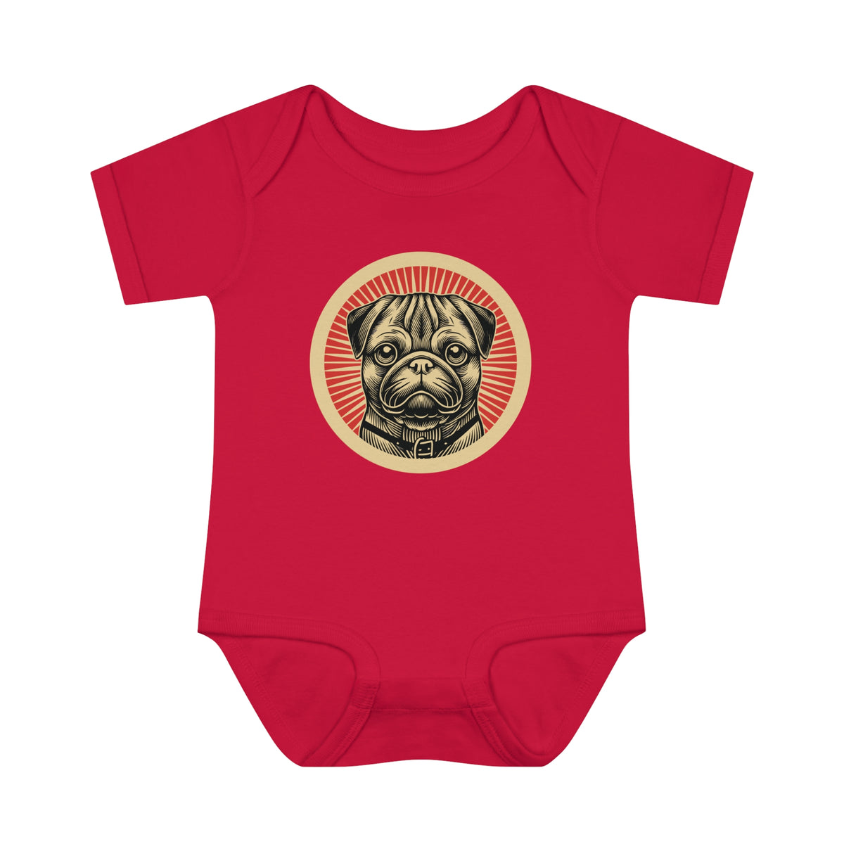 Pug Baby Bodysuit — Red