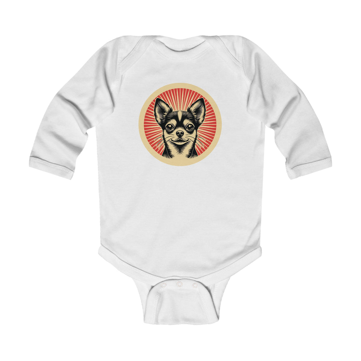Chihuahua Sleeved Bodysuit — White