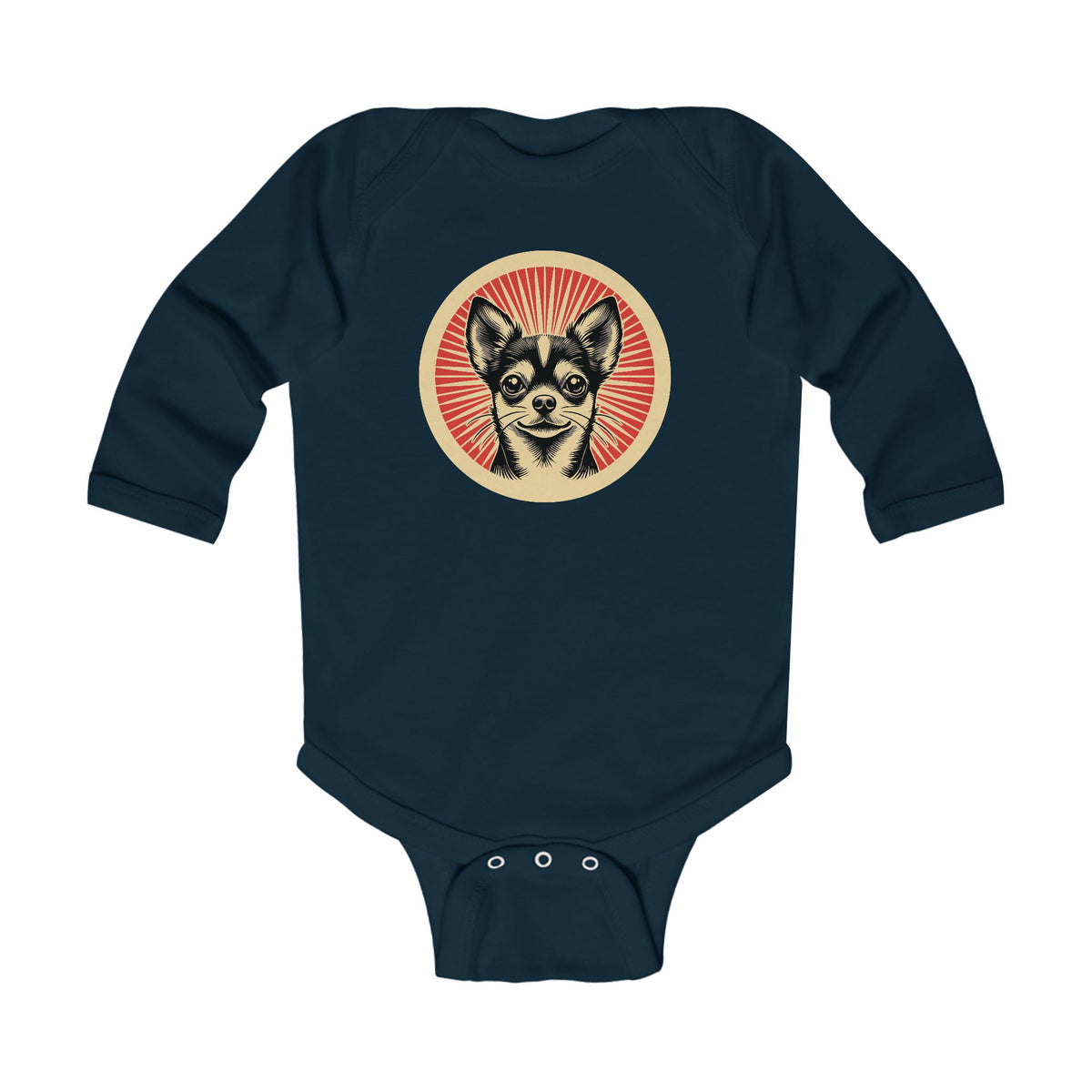 Chihuahua Sleeved Bodysuit — Navy