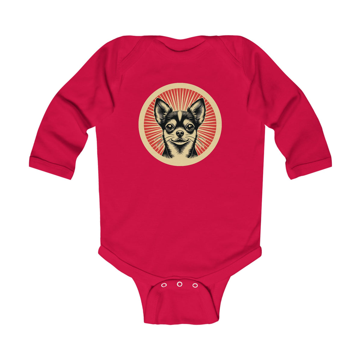 Chihuahua Sleeved Bodysuit — Red