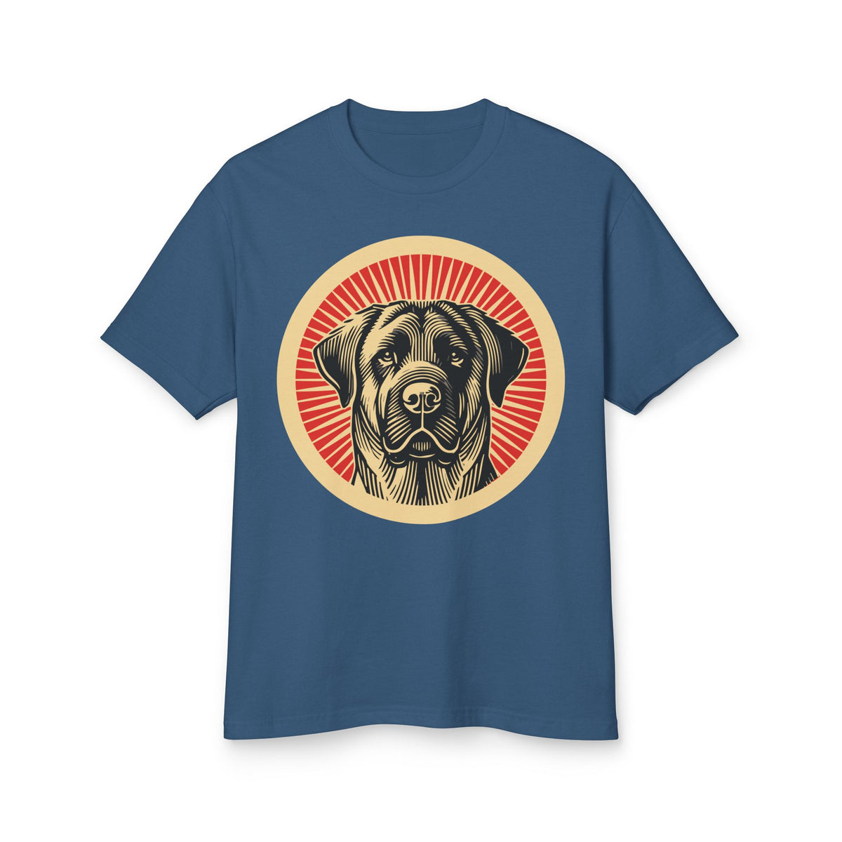 Anatolian Shepherd Dog badge art in a ring of red rays on a heavyweight tee