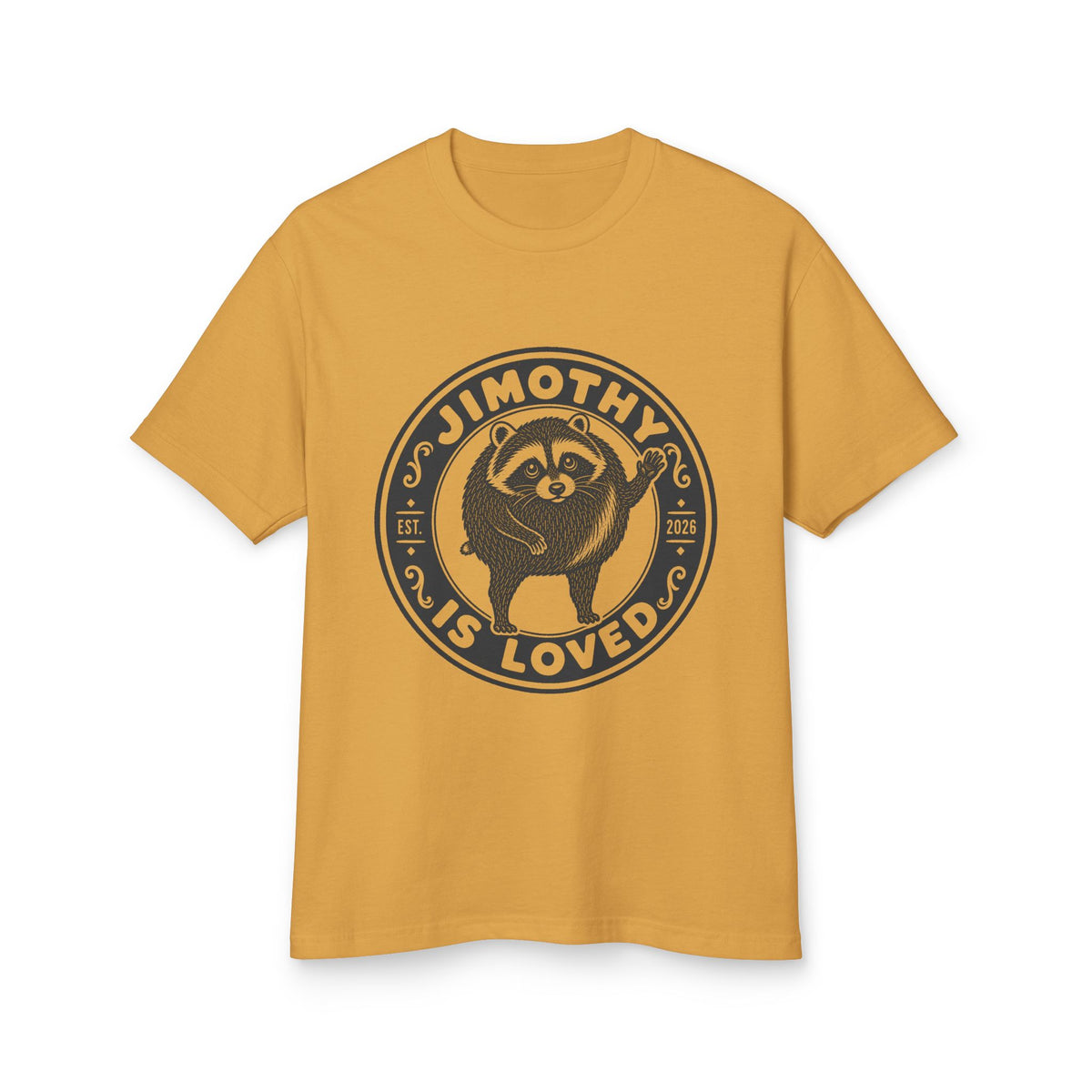 Jimothy the Round Raccoon Heavyweight Tee — Faded Mustard