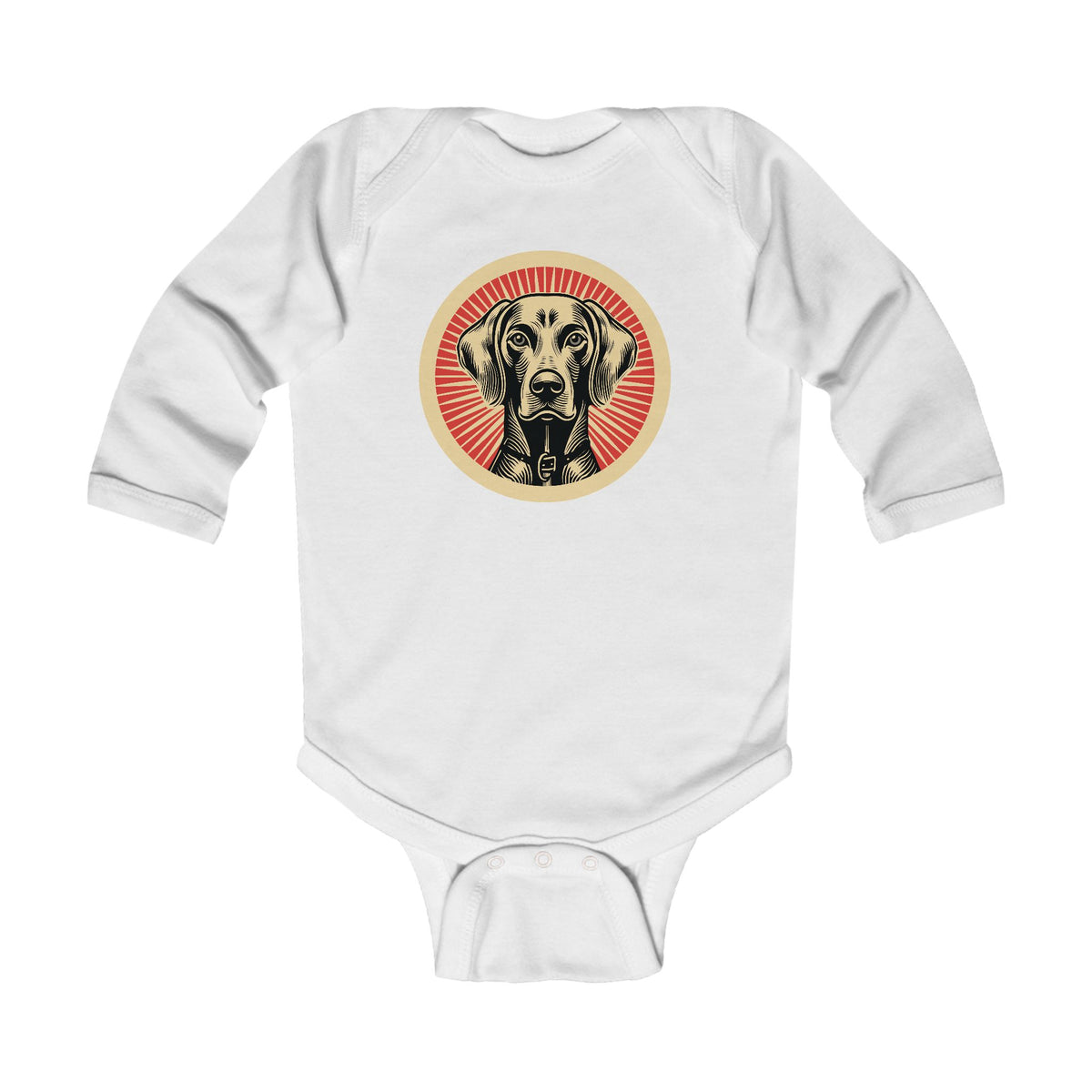 Weimaraner Sleeved Bodysuit — White