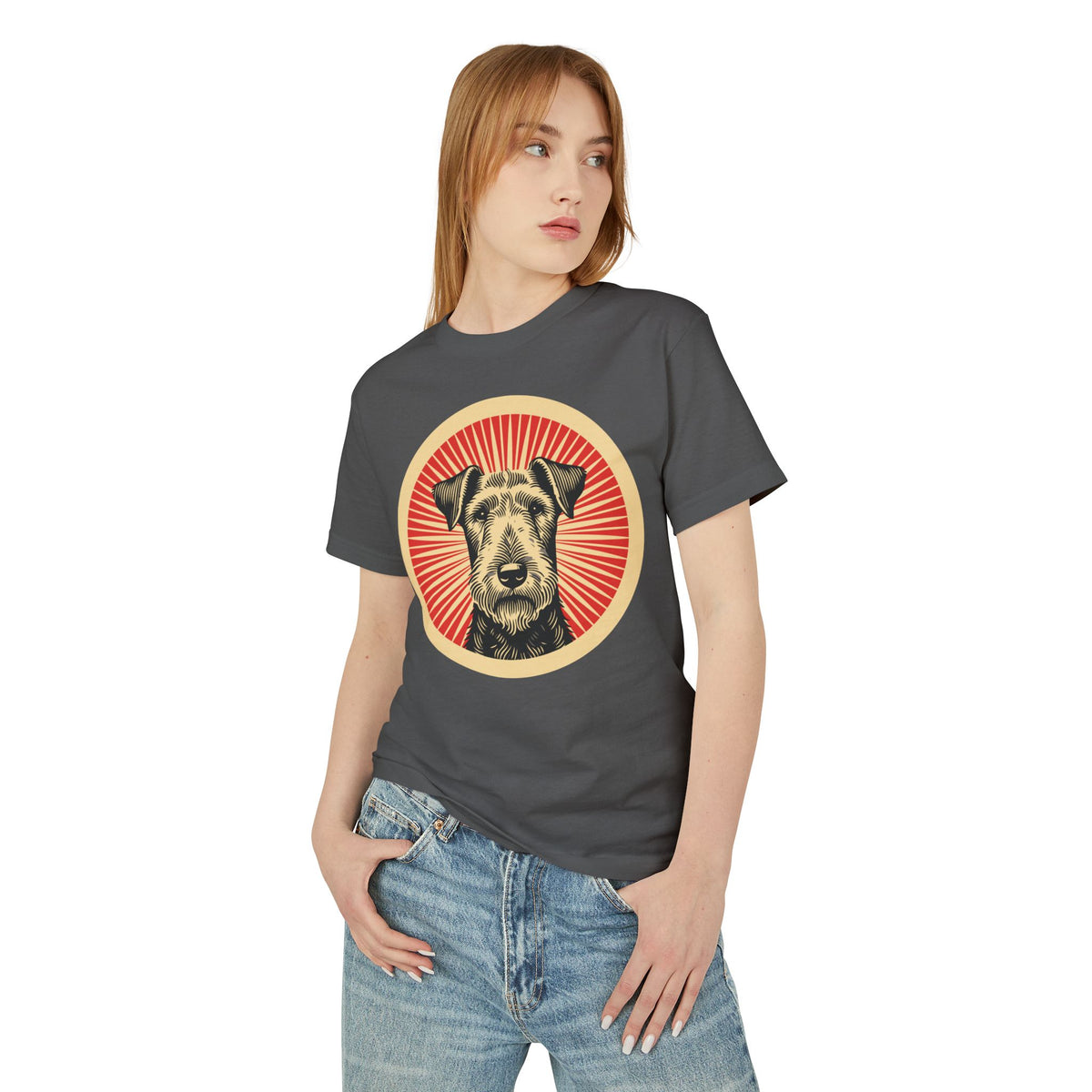 Airedale Terrier Heavyweight Cotton T-Shirt — view 13