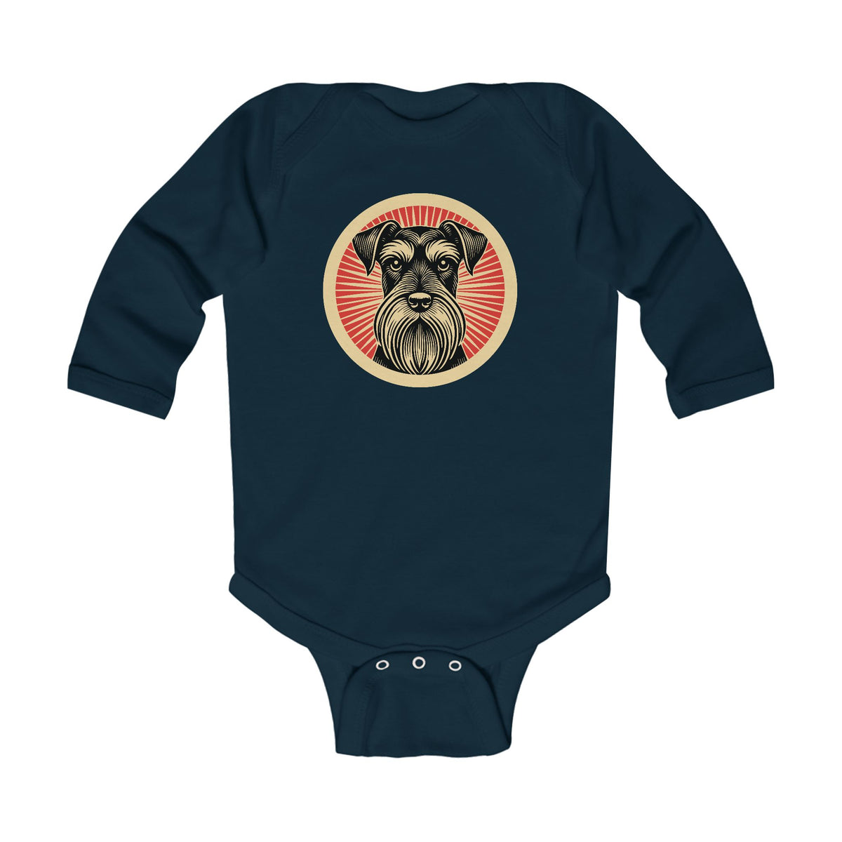 Standard Schnauzer Sleeved Bodysuit — Navy