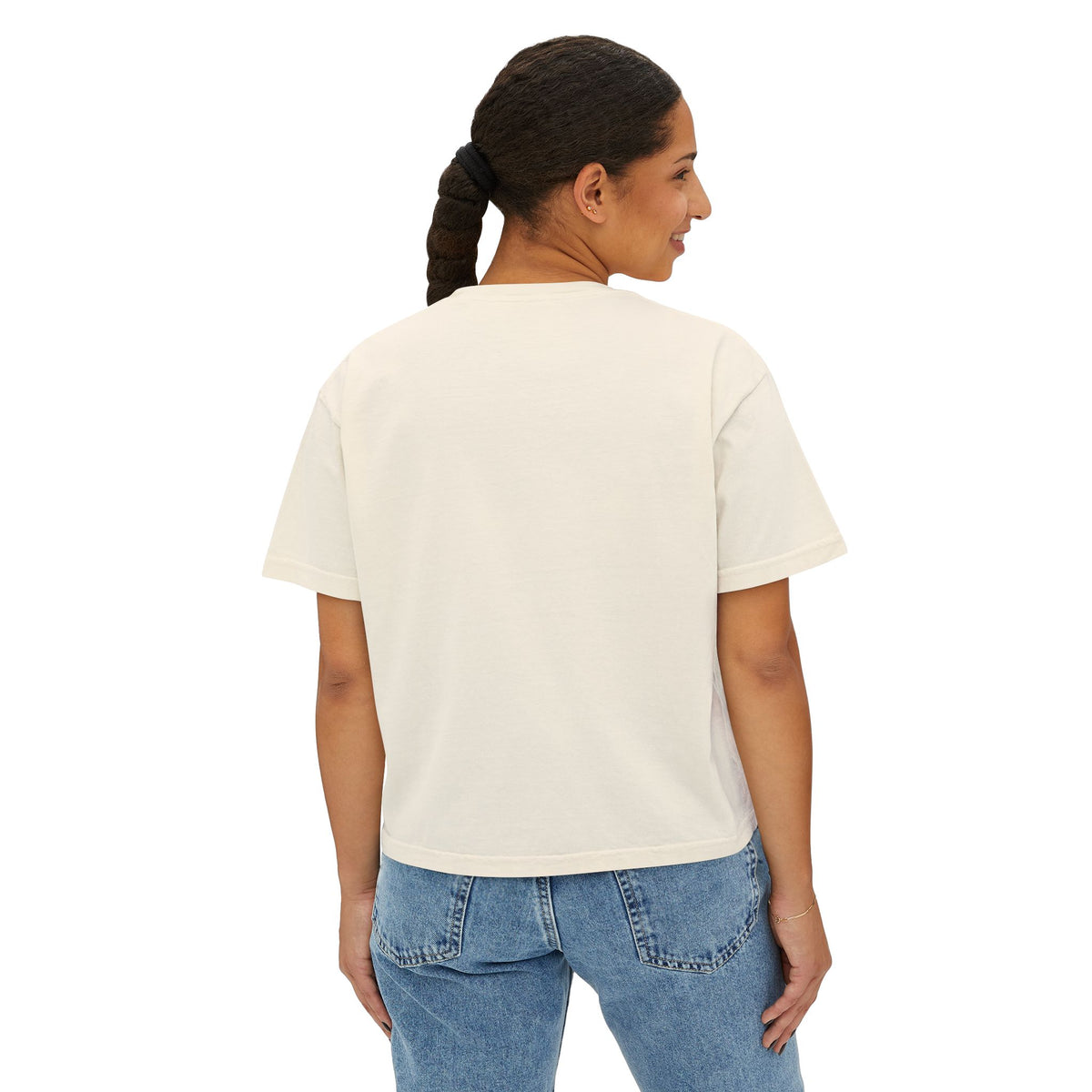 Frenchton badge art in a ring of red rays on a boxy tee