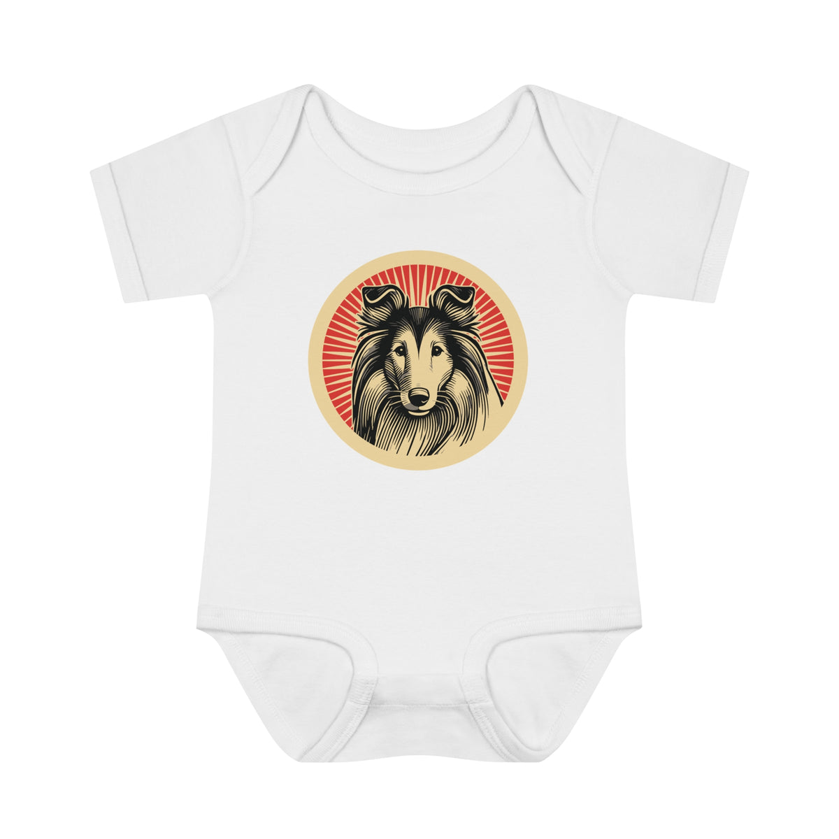 Collie Baby Bodysuit — White