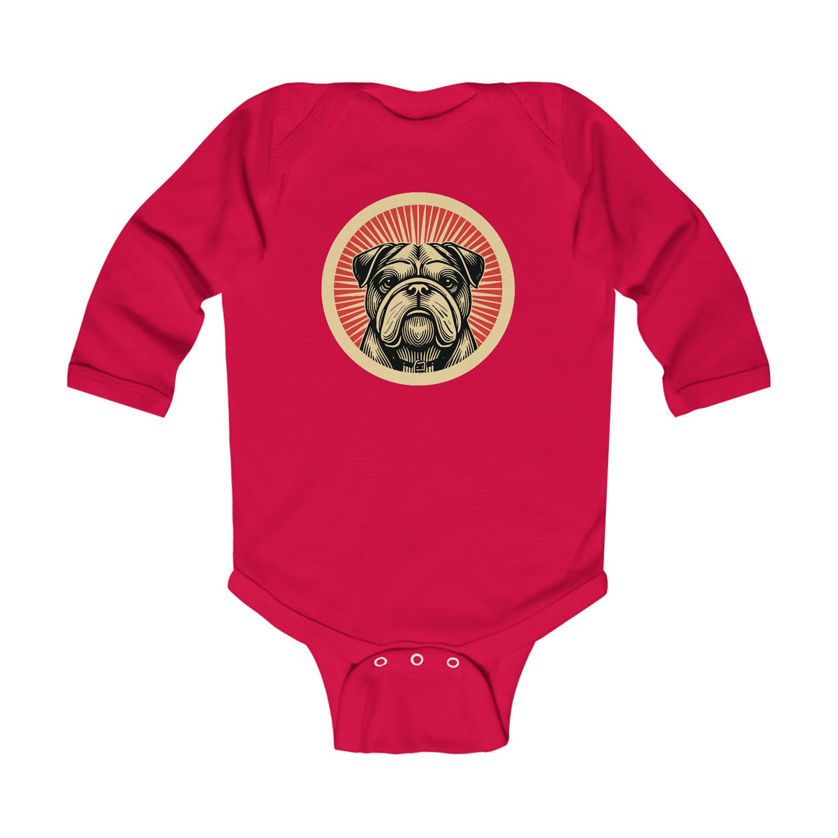 Bulldog Sleeved Bodysuit — Red
