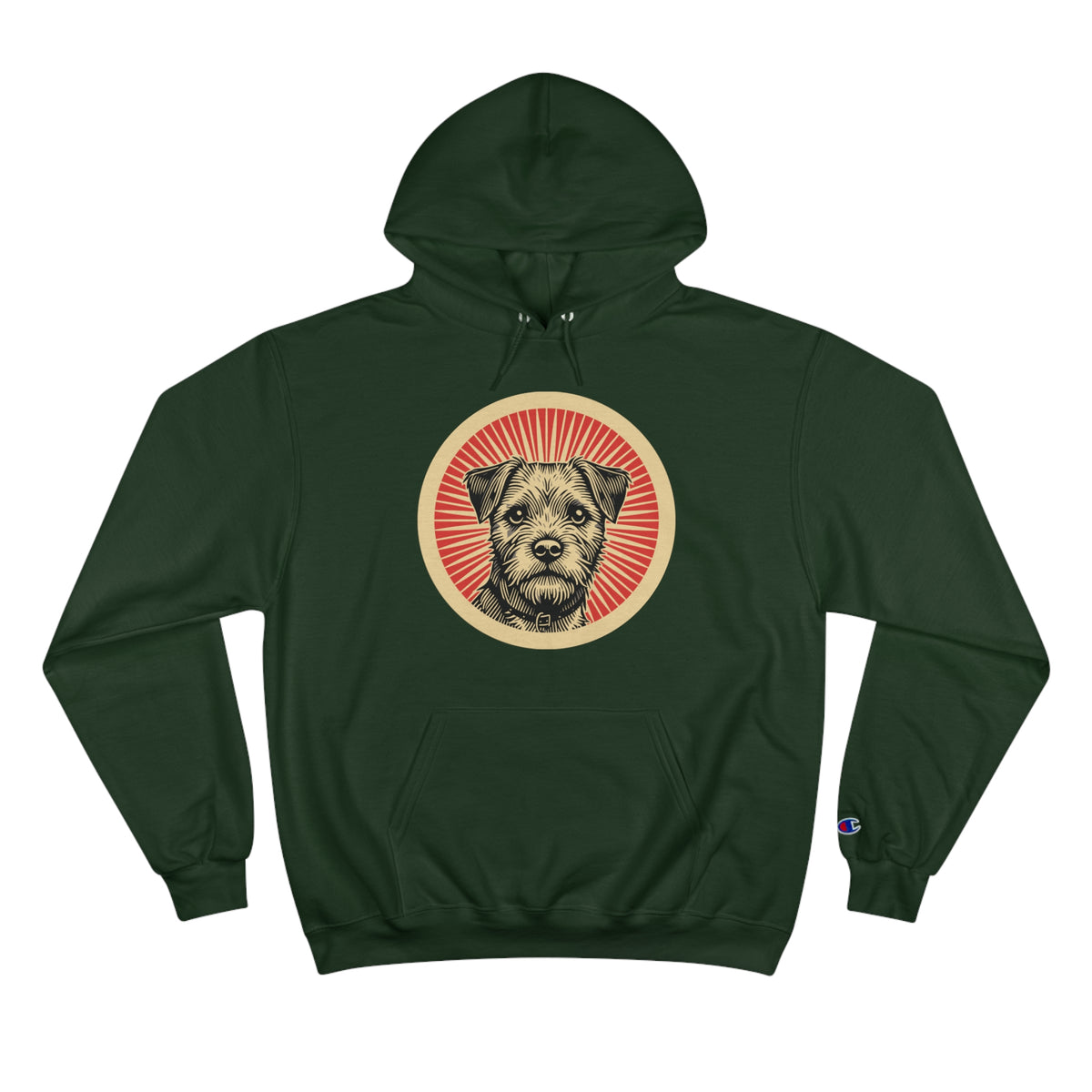 Border Terrier Champion Hoodie — Dark Green