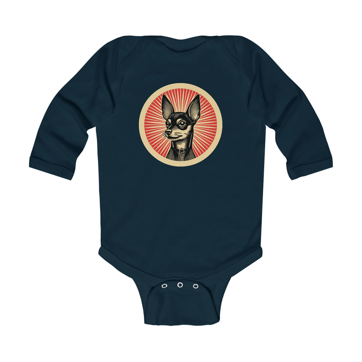 Miniature Pinscher Sleeved Bodysuit — Navy