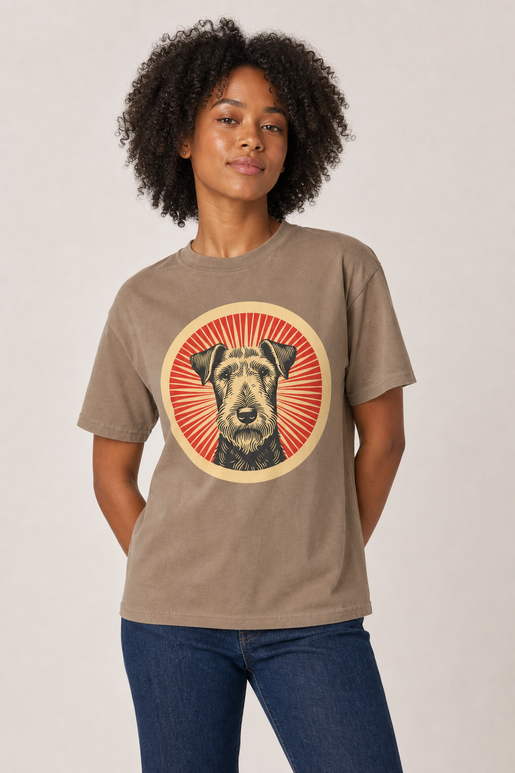 Airedale Terrier Heavyweight Cotton T-Shirt