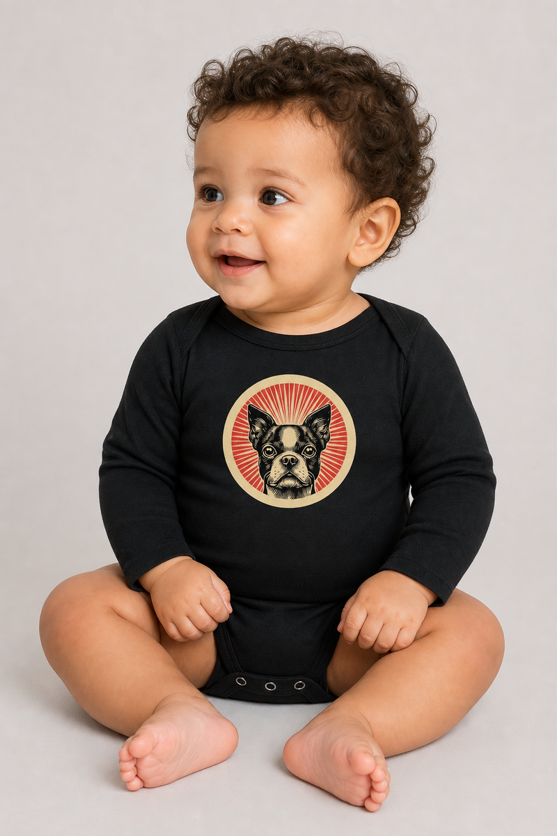 Boston Terrier Sleeved Bodysuit