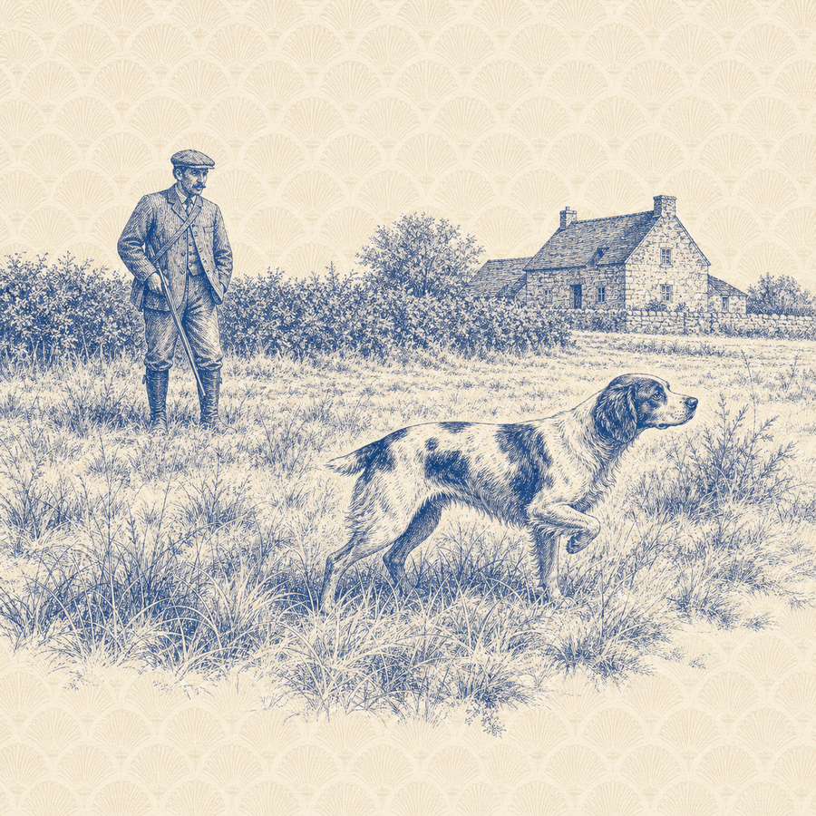 Brittany, blue and white toile illustration