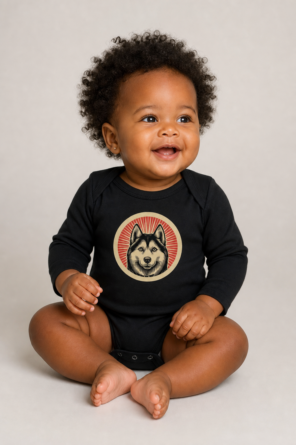 Siberian Husky Sleeved Bodysuit